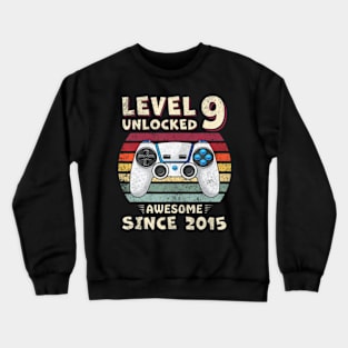 Nine 9th Birthday Decoration Boy 9yr Year Old Birthday Crewneck Sweatshirt